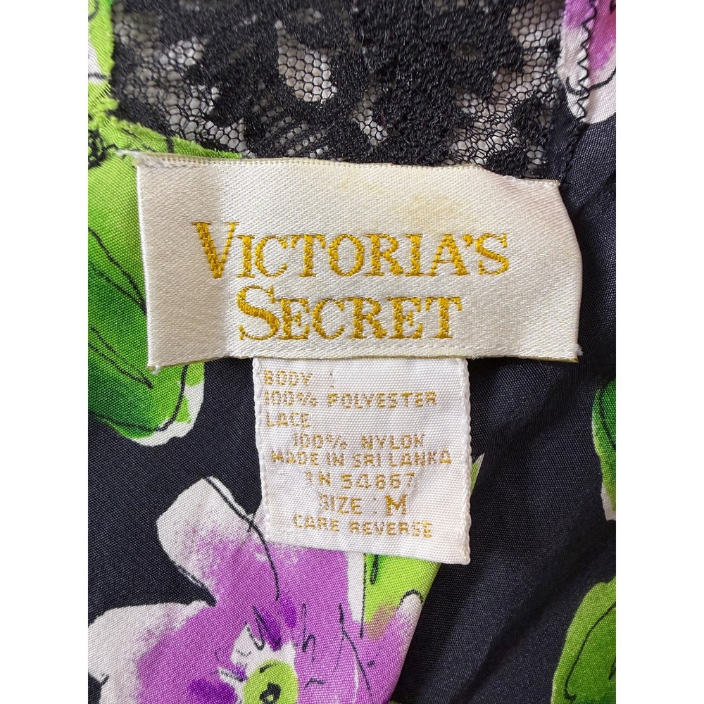 Victorias Secret Vintage Gold Label Floral Lace Trim Chemise Nightgown Medium - Picture 4 of 8